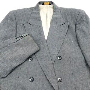 Johnny Carson Vtg Sport Coat Rare Double Breast 42 44 Houndstooth Black Gray 70s